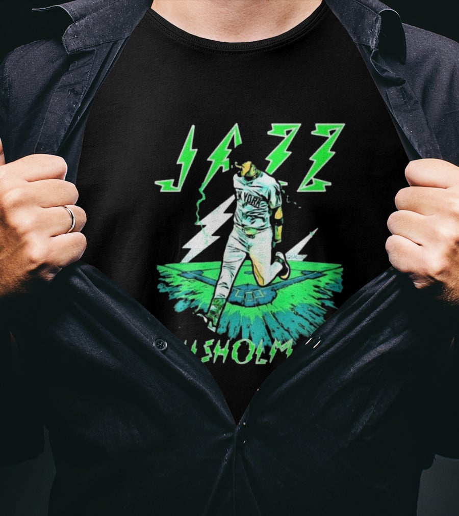 Jazz Chisholm Jr. New York Yankees Electric Green MLB Painting T-Shirt