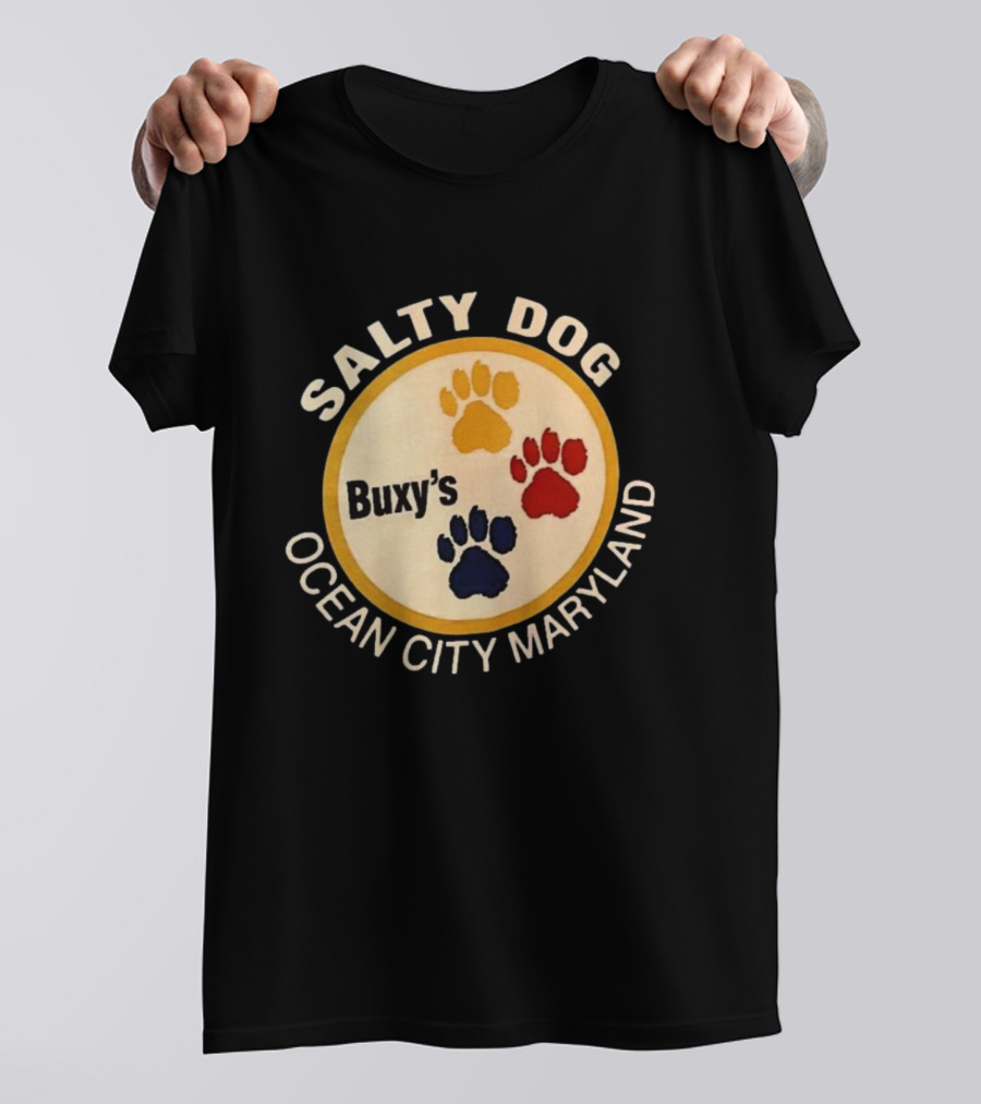 Salty Dog Buxy’s Ocean City Maryland Three Paw Prints T-Shirt