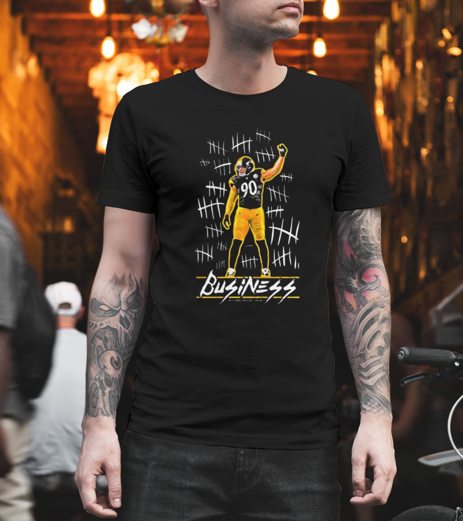 TJ Watt Pittsburgh Steelers NFL Business 90 Sacks Painting T-Shirt