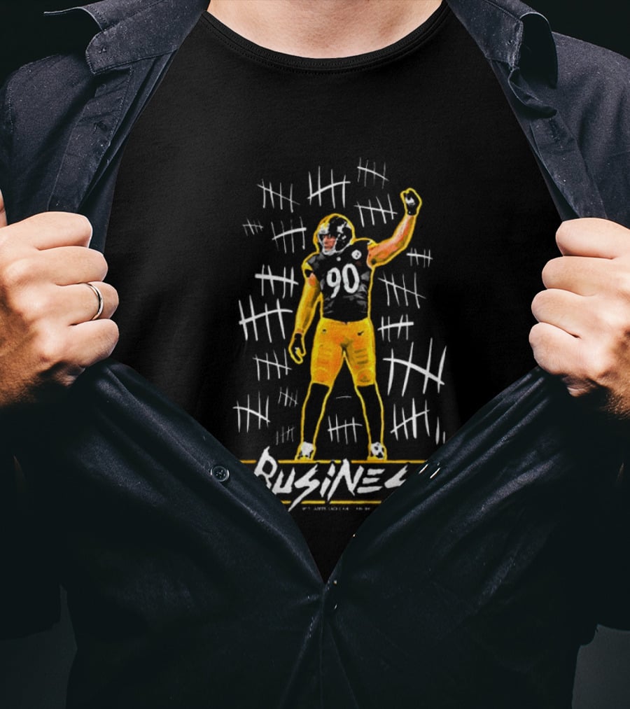 TJ Watt Pittsburgh Steelers NFL Business 90 Sacks Painting T-Shirt