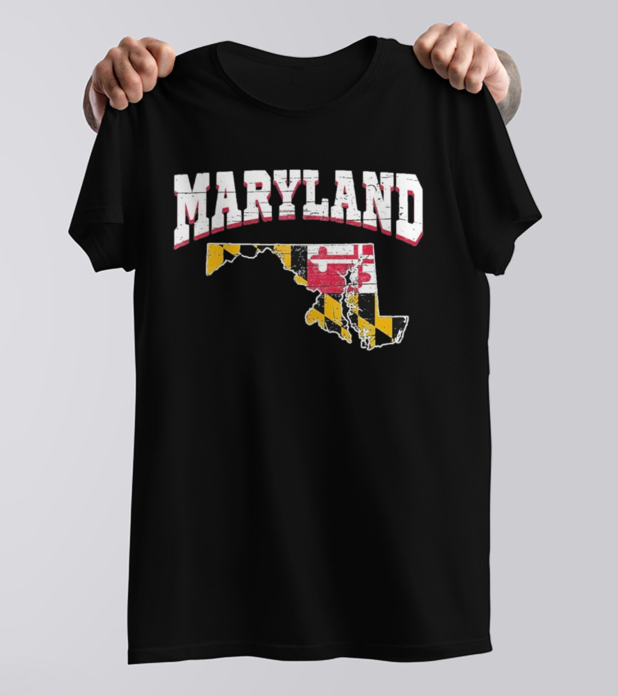 Maryland State Flag Map Proud Us Citizen America T-Shirt