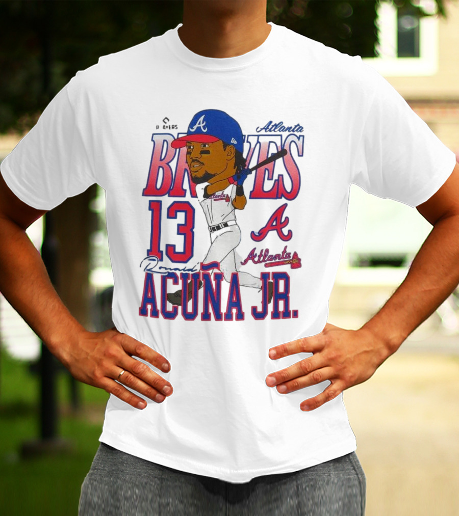 Atlanta Braves Ronald Acuña Jr. Caricature 13 Atlanta Baseball T-Shirt