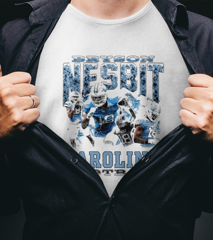 Bryson Nesbit Carolina Football Vintage Graphic Blue And Black T-Shirt