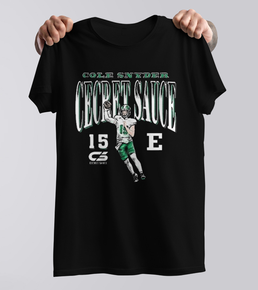 Cole Snyder Secret Sauce Number 15 Eastern Michigan Football T-Shirt