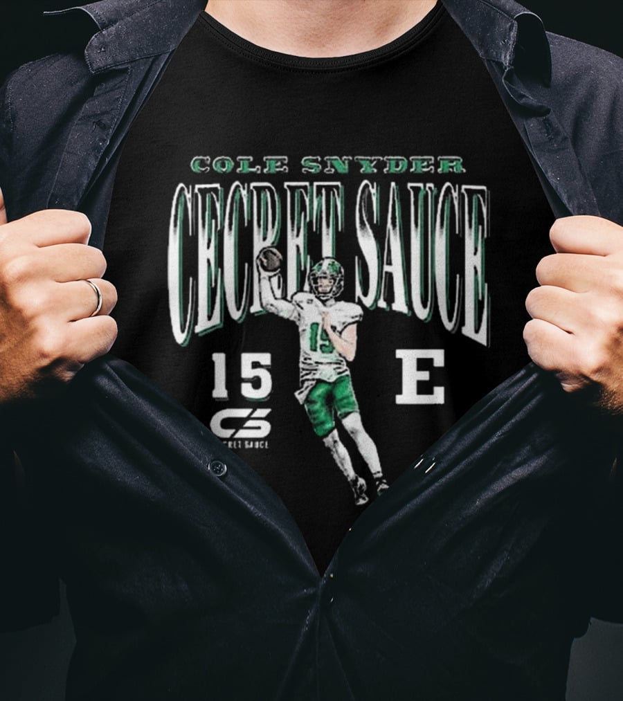 Cole Snyder Secret Sauce Number 15 Eastern Michigan Football T-Shirt