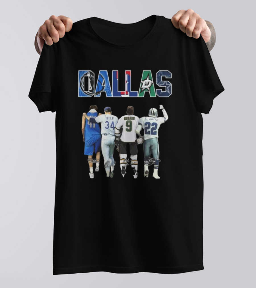 Dallas Mavericks Texas Rangers Dallas Stars Dallas Cowboys Legend Signatures T-Shirt