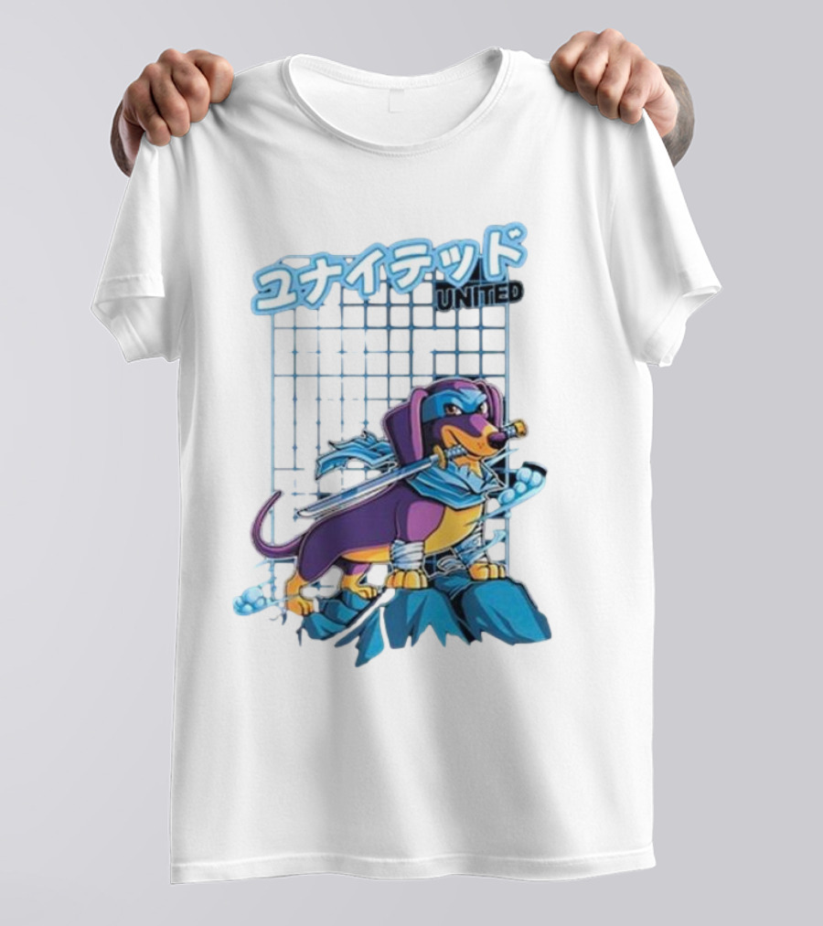 Dylan United Unitedgamer Bumi Ninja Dog On Rock With Sword And Blue Scarves T-Shirt