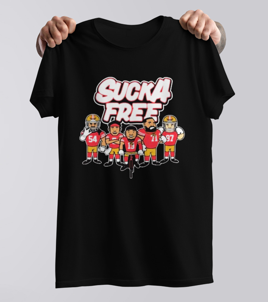 Sucka Free 5 San Francisco 49ers NFL Cartoon Players 54 13 71 97 T-Shirt