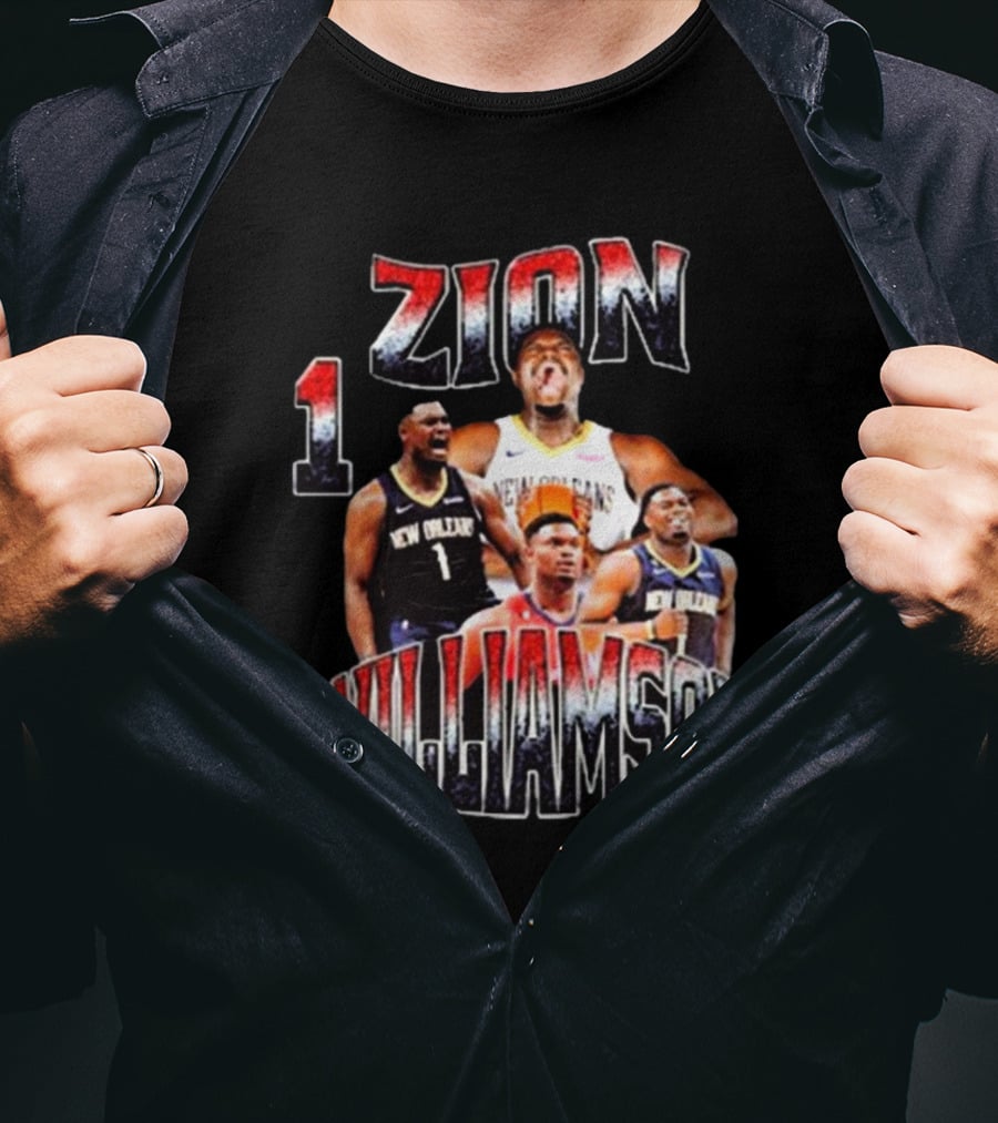 Zion Williamson Number 1 New Orleans Pelicans Player Collage T-Shirt