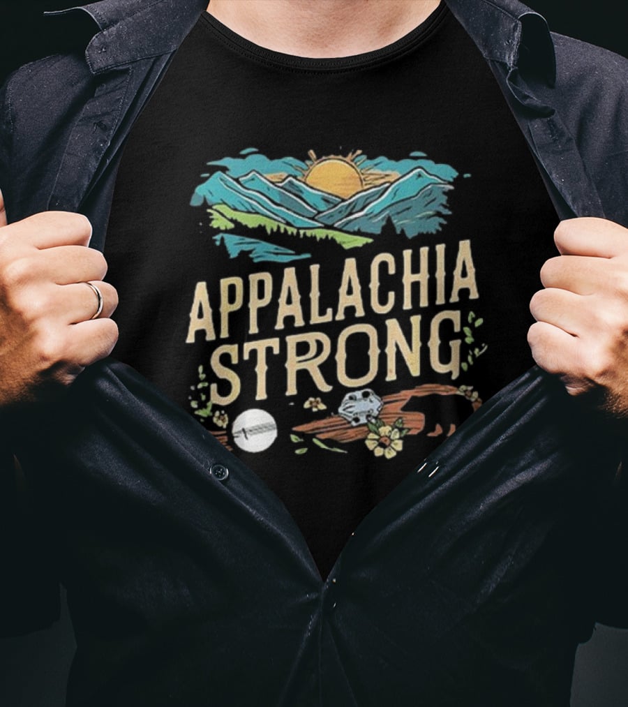 Appalachia Strong Mountain Sunrise Bear And Skull T-Shirt