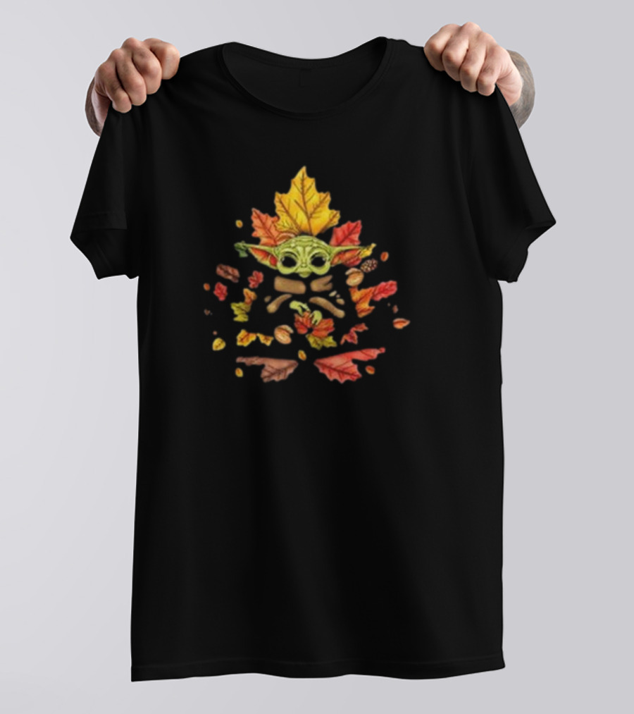 Autumn Leaves Baby Yoda Surrounded By Fall Foliage T-Shirt