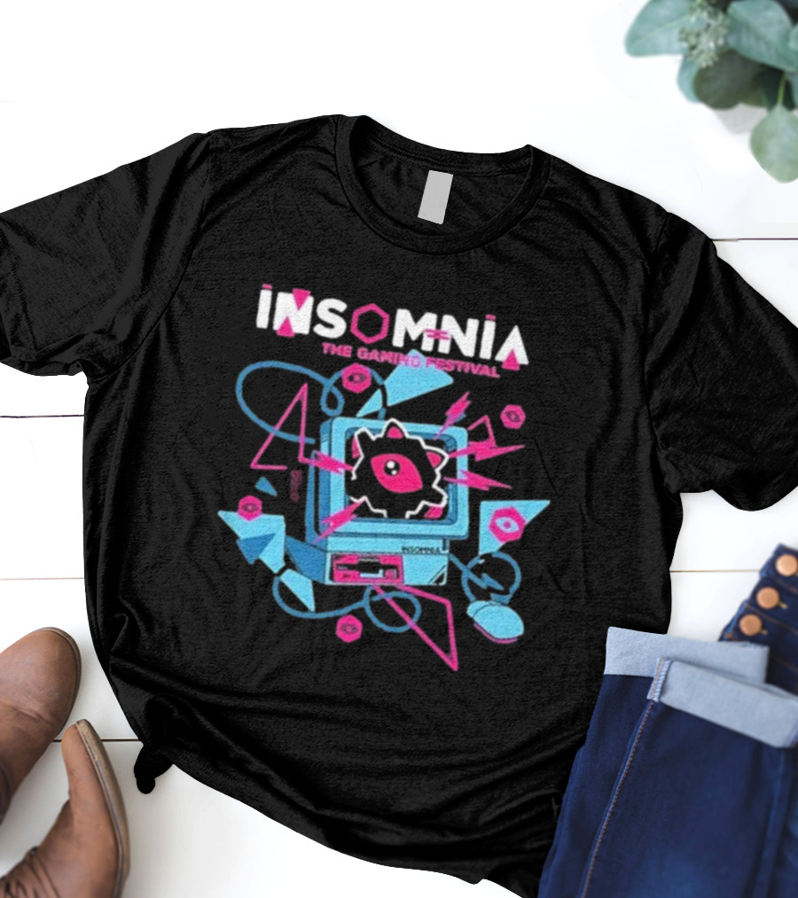 Insomnia The Gaming Festival I72 Retro Computer Neon Graphics T-Shirt