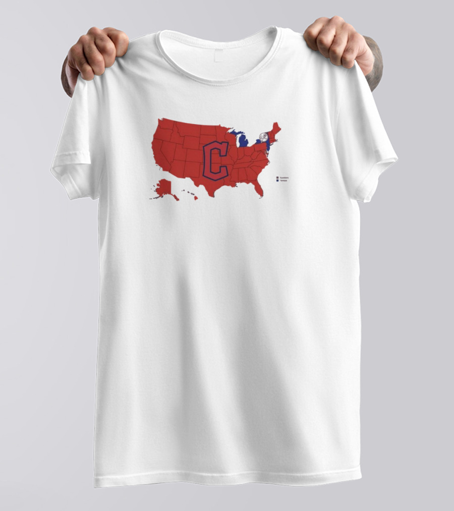 Map Of Who America Is Rooting For In The NLCS Cleveland Guardians MLB Logo USA Outline T-Shirt