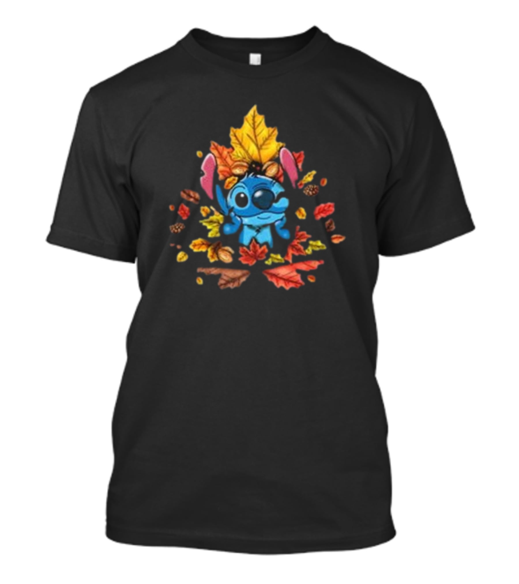 Stitch Ohana Autumn Leaf Celebration With Colorful Fall Foliage T-Shirt