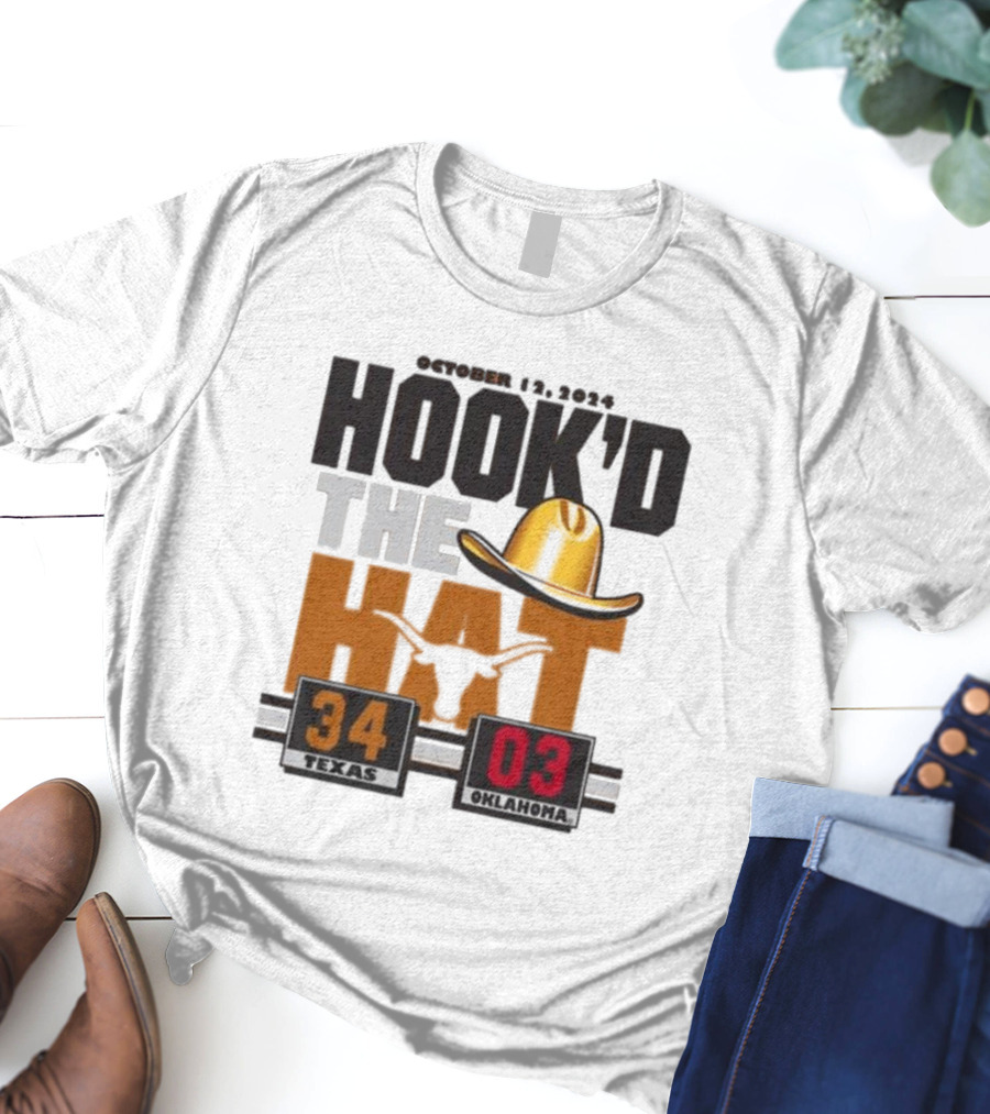 Hook’d The Hat 34 3 Texas Longhorns Red River Rivalry Score T-Shirt