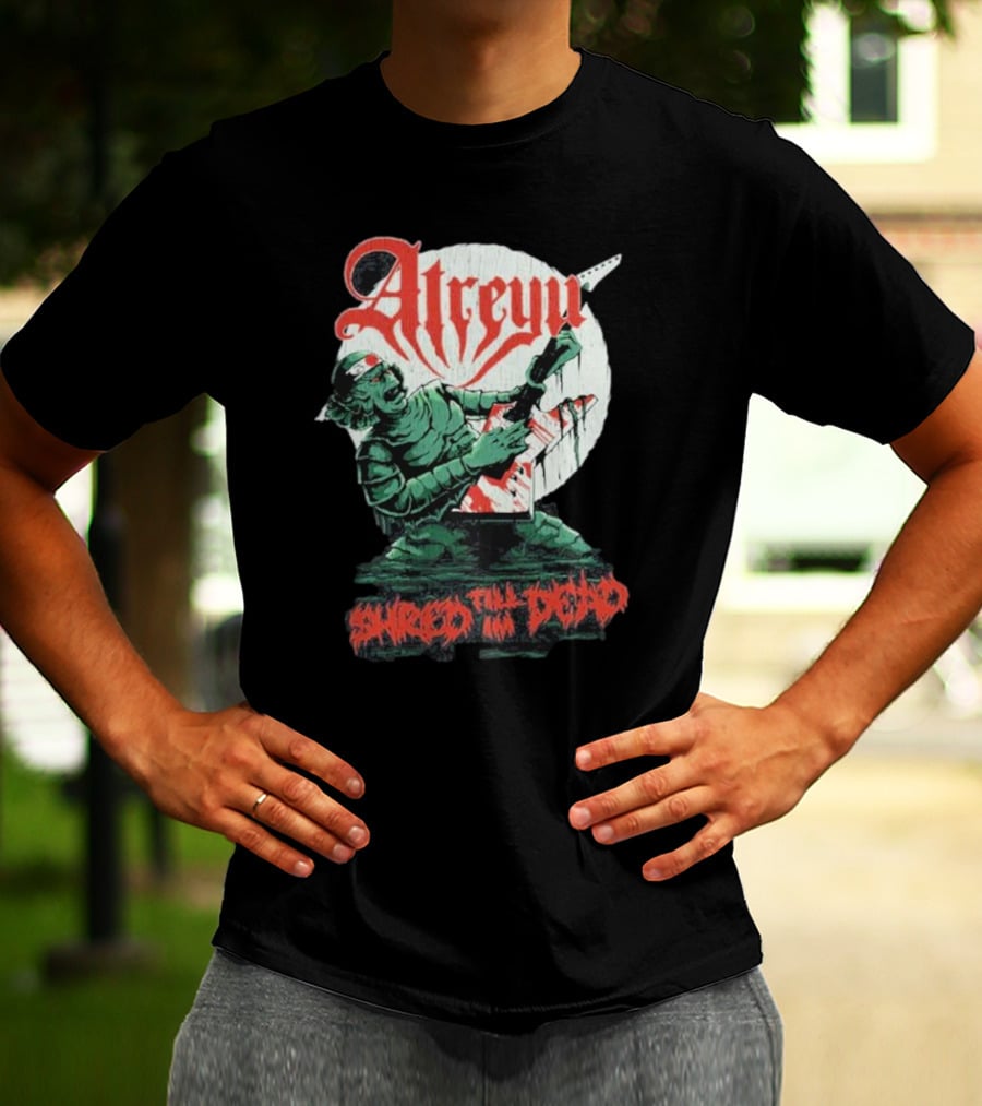 Atreyu Shred Till I’m Dead Zombie Playing Guitar T-Shirt
