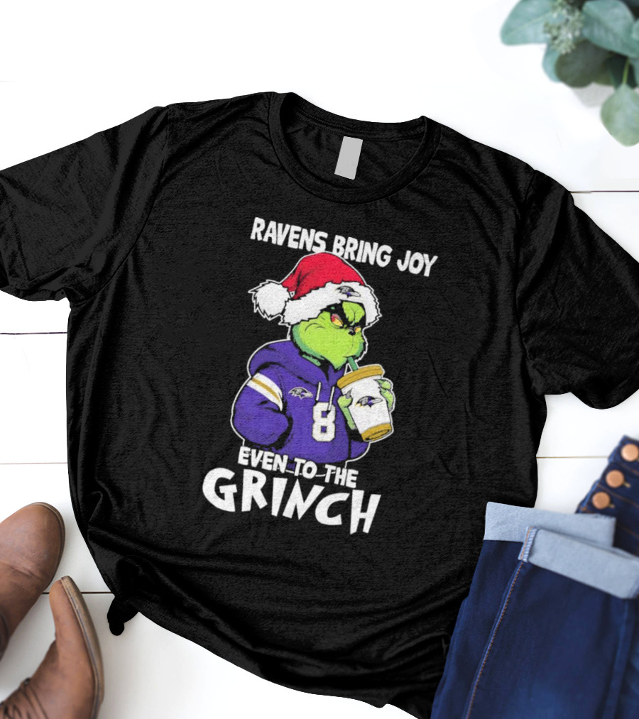 Ravens Bring Joy Even To The Grinch Christmas T-Shirt