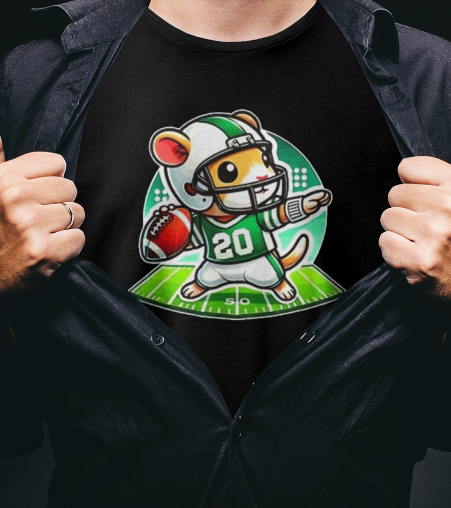Cute Gerbil Football Quarterback Team Player T-Shirt