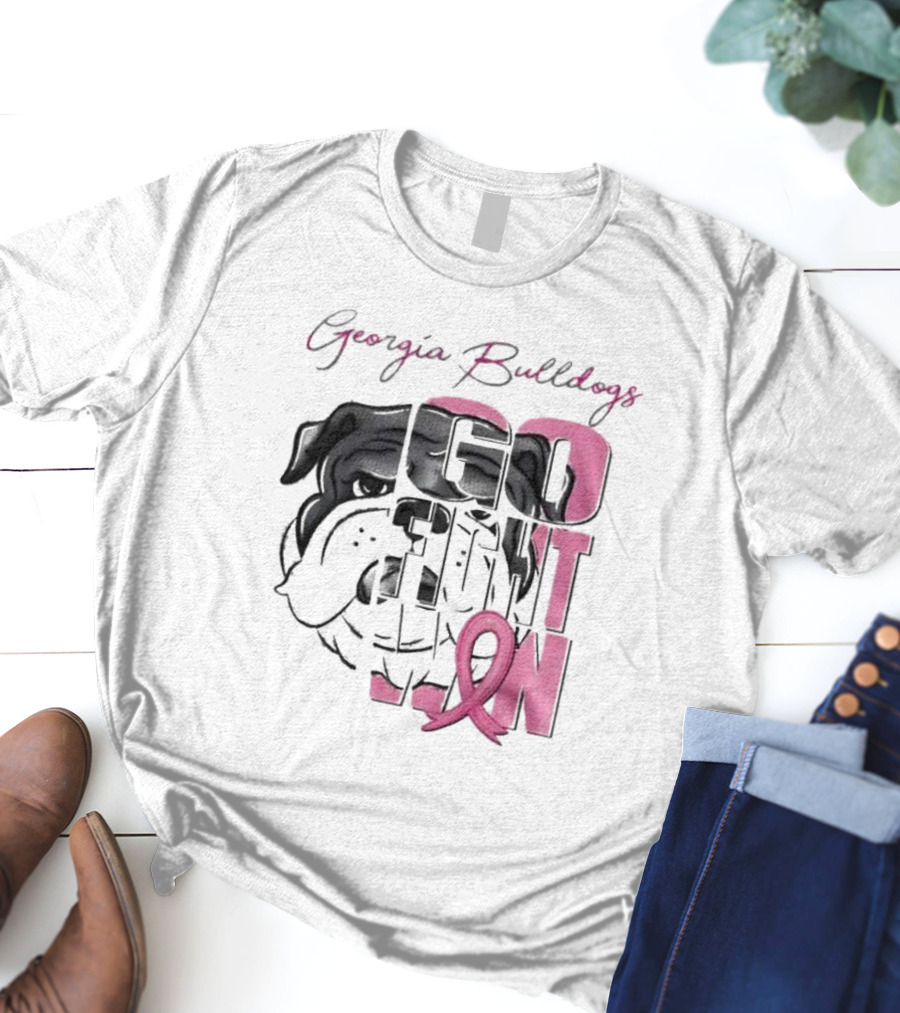 Georgia Bulldogs Go Fight Win Breast Cancer Awareness T-Shirt