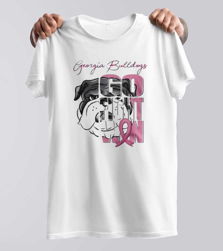 Georgia Bulldogs Go Fight Win Breast Cancer Awareness T-Shirt