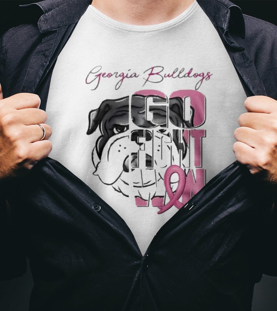 Georgia Bulldogs Go Fight Win Breast Cancer Awareness T-Shirt