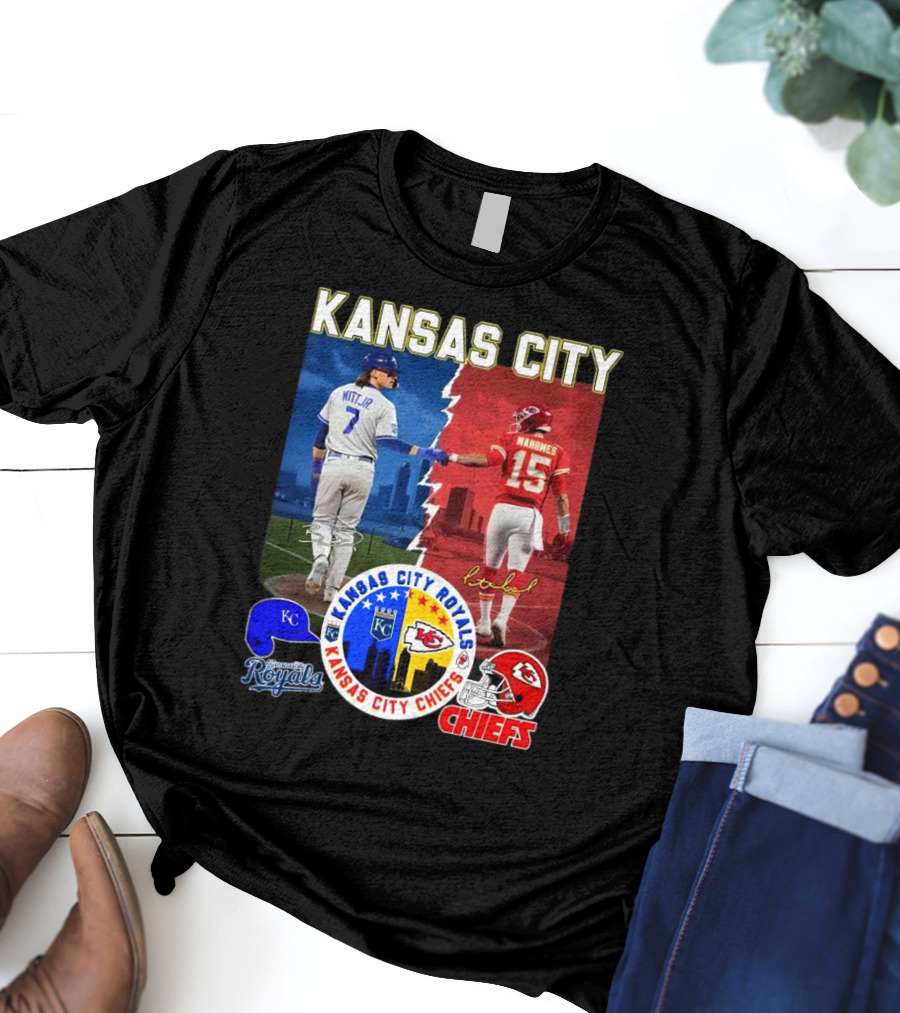 Kansas City Royals Robert Witt Jr. Chiefs Patrick Mahomes Signatures Royals Chiefs T-Shirt