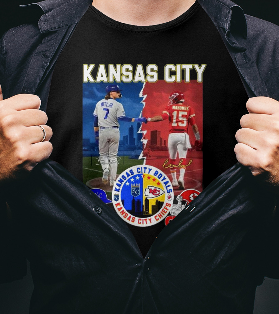 Kansas City Royals Robert Witt Jr. Chiefs Patrick Mahomes Signatures Royals Chiefs T-Shirt