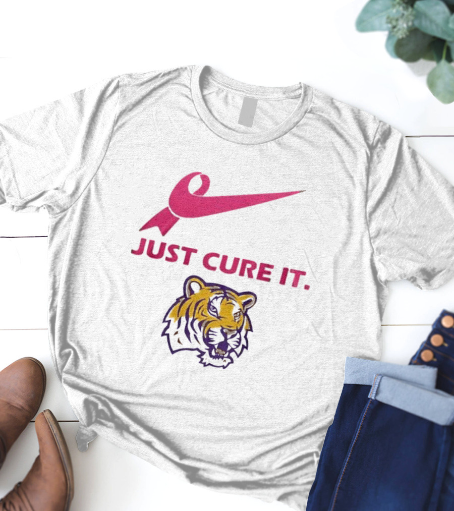 LSU Tigers Pink Ribbon Just Cure It T-Shirt