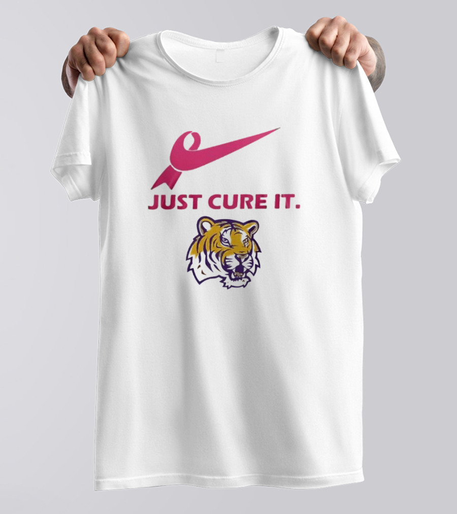 LSU Tigers Pink Ribbon Just Cure It T-Shirt