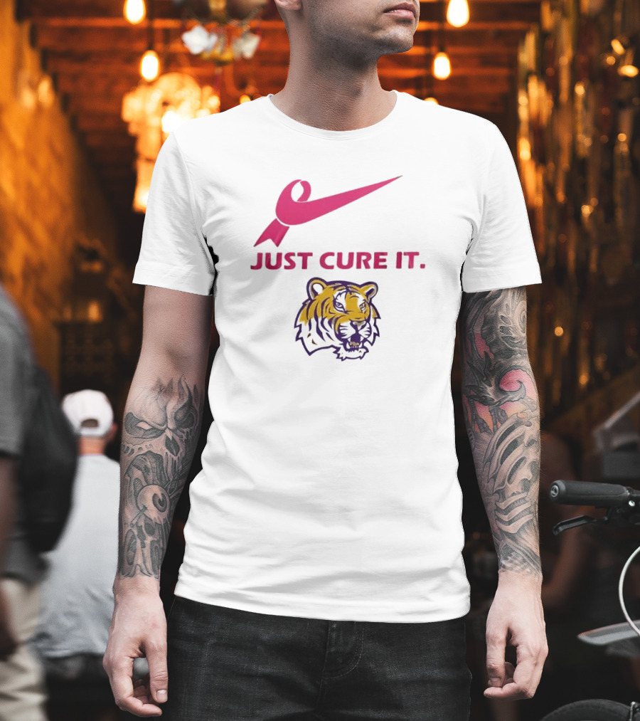 LSU Tigers Pink Ribbon Just Cure It T-Shirt