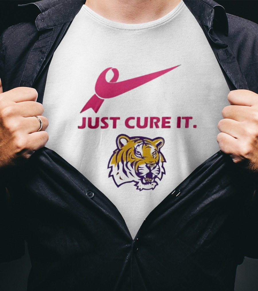 LSU Tigers Pink Ribbon Just Cure It T-Shirt