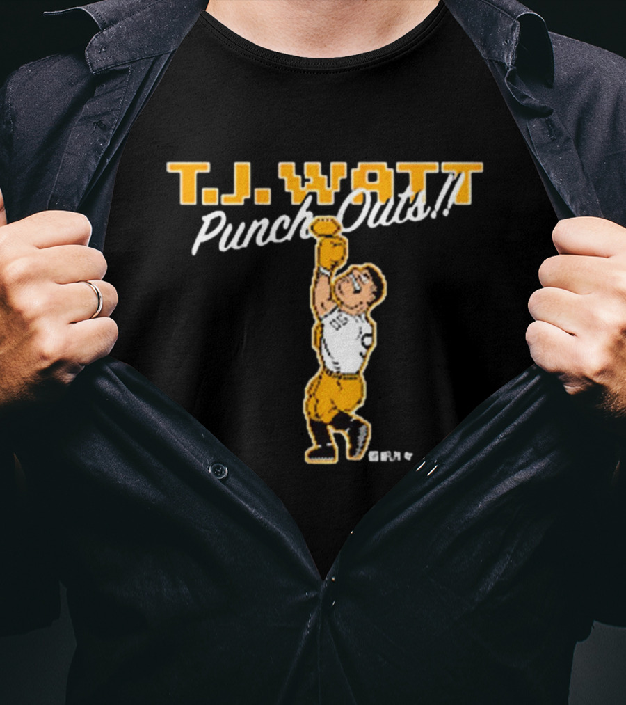 T.J. Watt Punch-Outs Pittsburgh Steelers NFL Boxer Victory T-Shirt