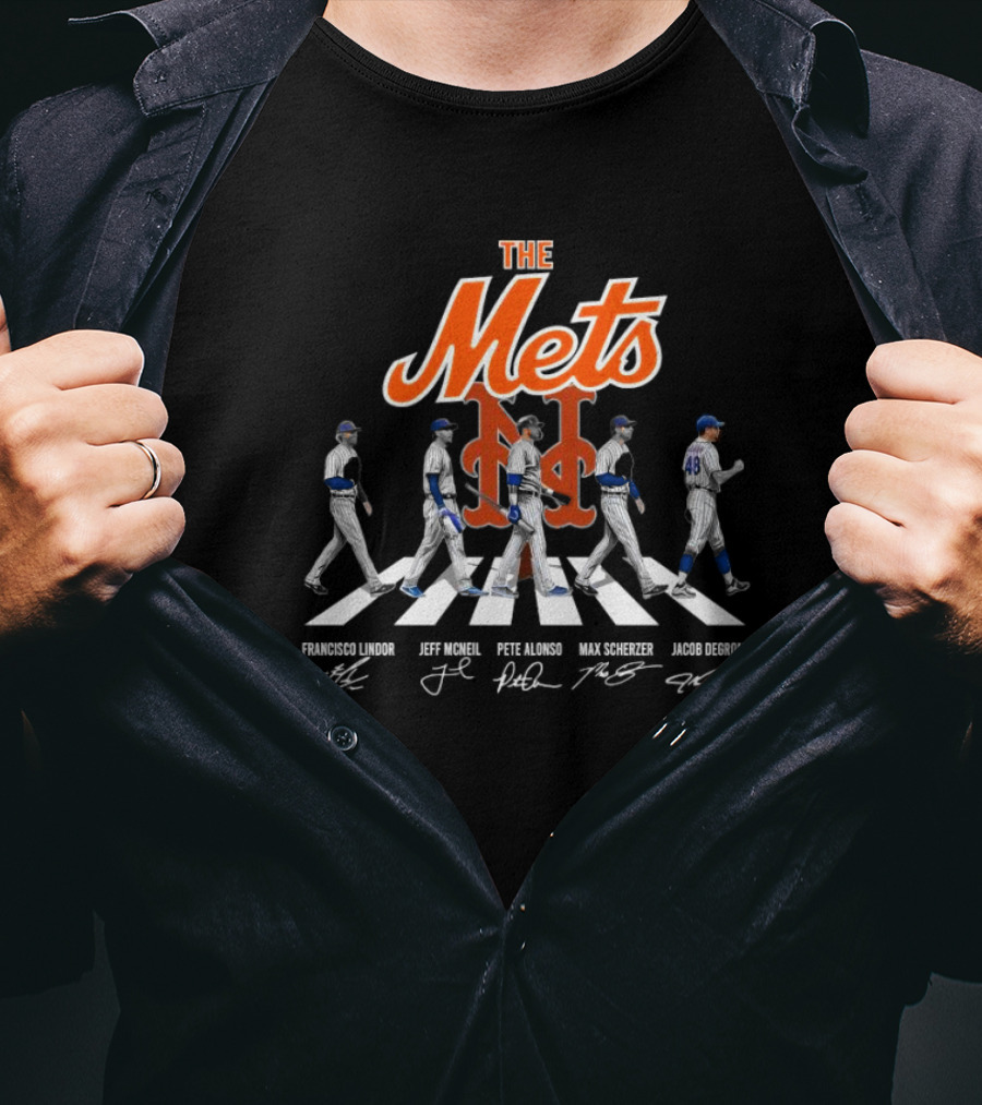 The New York Mets Francisco Lindor Jeff McNeil Pete Alonso Max Scherzer Jacob Degrom Walking T-Shirt