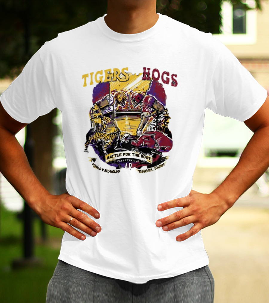Tigers Vs. Hogs Battle For The Boot Fayetteville Donald W Reynolds Razorback Stadium T-Shirt