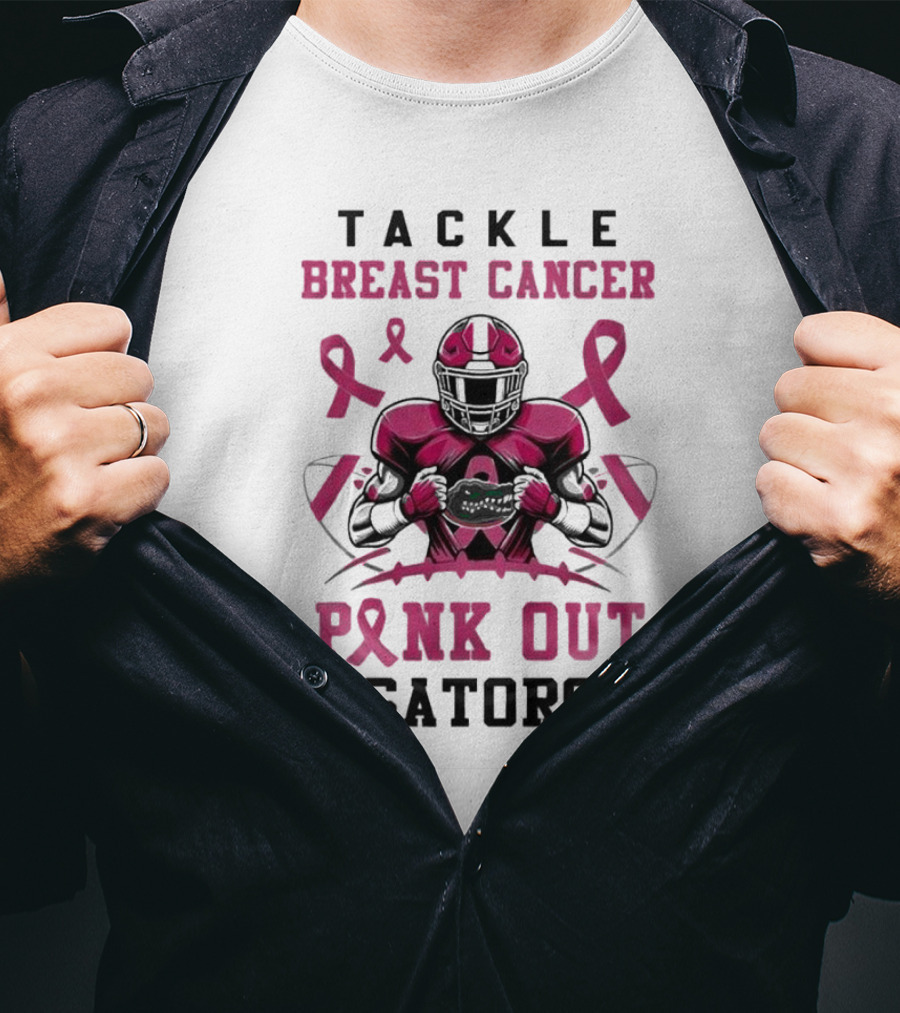 Tackle Breast Cancer Pink Out Gators Football T-Shirt