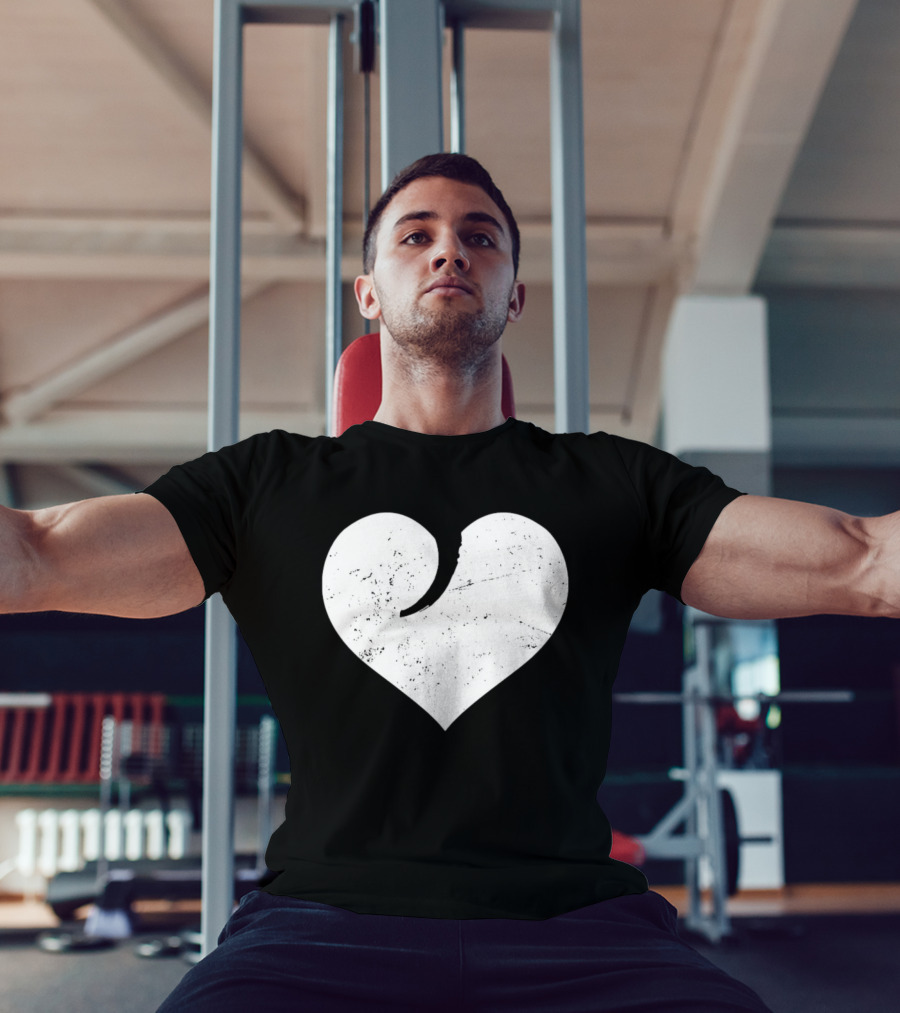 Gun Trigger Heart Distressed White Heart Shape T-Shirt