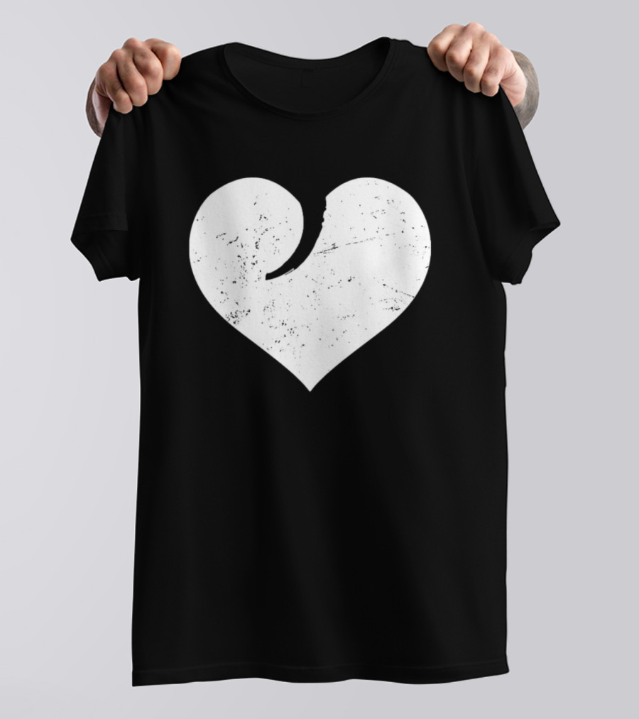 Gun Trigger Heart Distressed White Heart Shape T-Shirt