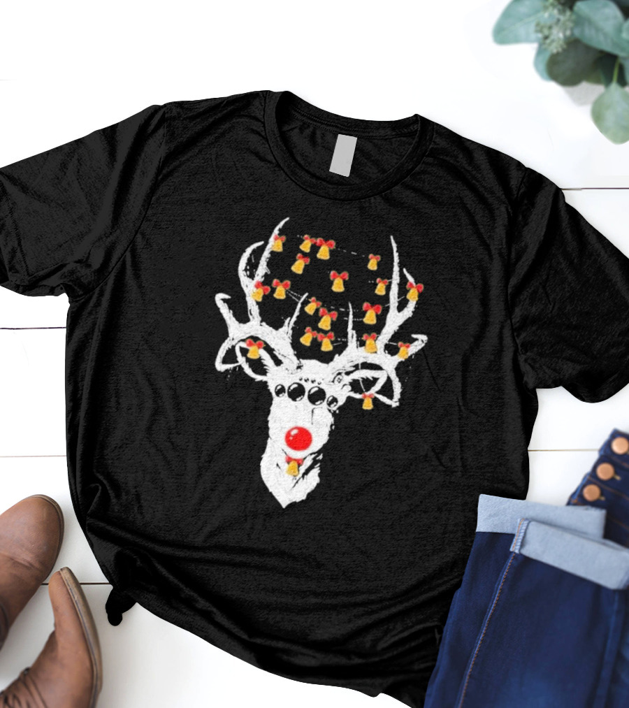 Reindeer Deer Christmas Rudolph With Bells T-Shirt