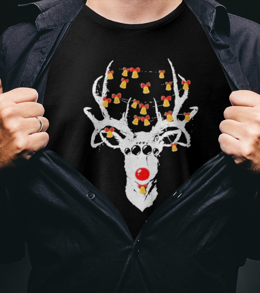 Reindeer Deer Christmas Rudolph With Bells T-Shirt