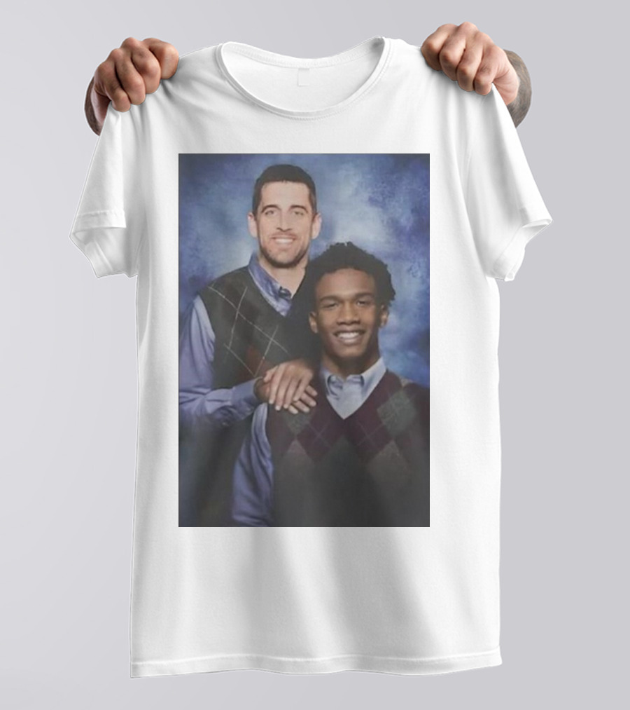 Step Brothers Aaron Rodgers Garrett Wilson New York Jets Portrait Mockup T-Shirt
