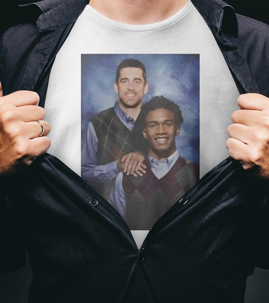 Step Brothers Aaron Rodgers Garrett Wilson New York Jets Portrait Mockup T-Shirt