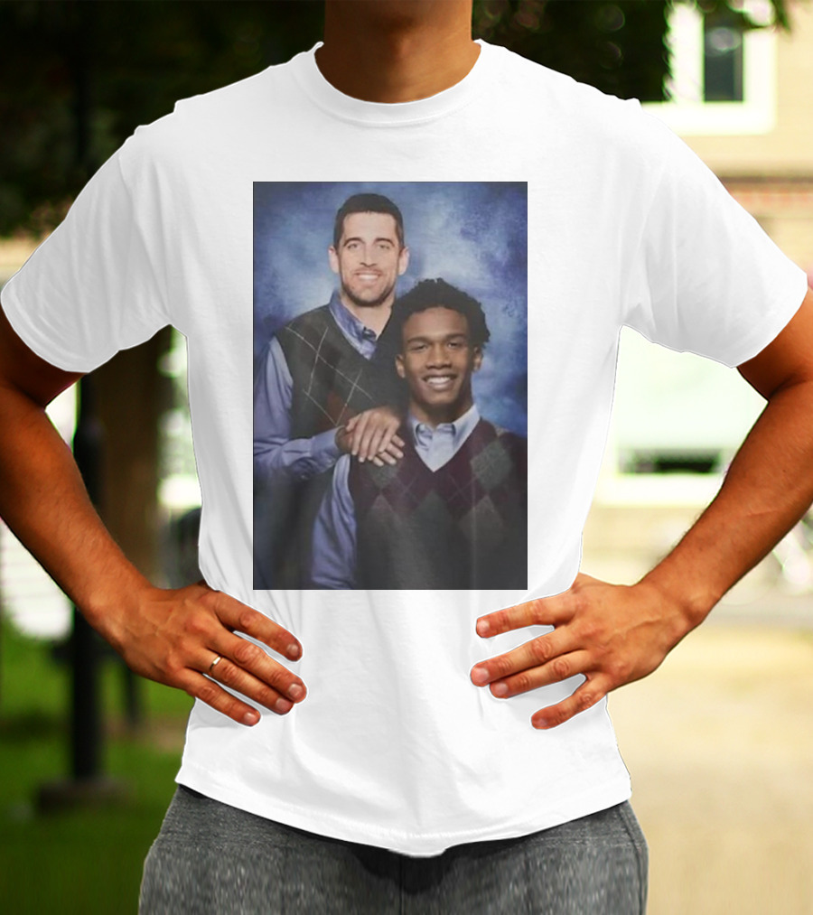 Step Brothers Aaron Rodgers Garrett Wilson New York Jets Portrait Mockup T-Shirt