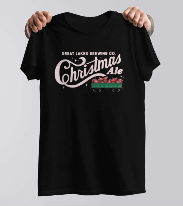 Great Lakes Brewing Co. Christmas Ale 2024 Holiday Train Ornaments T-Shirt