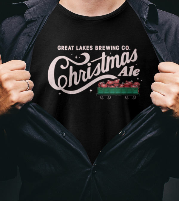 Great Lakes Brewing Co. Christmas Ale 2024 Holiday Train Ornaments T-Shirt