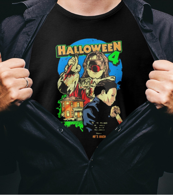Halloween 4 He's Back To Haddonfield Retro Horror Movie T-Shirt