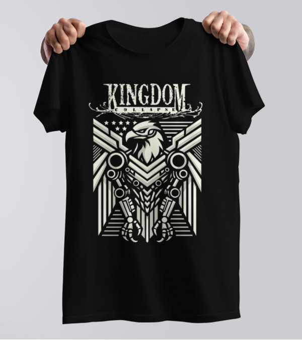 Kingdom Collapse Cyber Eagle Emblem With Stars And Stripes Robotic Wings T-Shirt