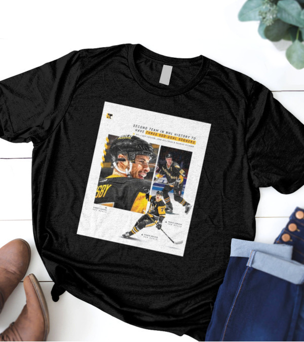 Pittsburgh Penguins Historic 500 Goal Scorers Sidney Crosby Mario Lemieux Evgeni Malkin NHL Milestone T-Shirt
