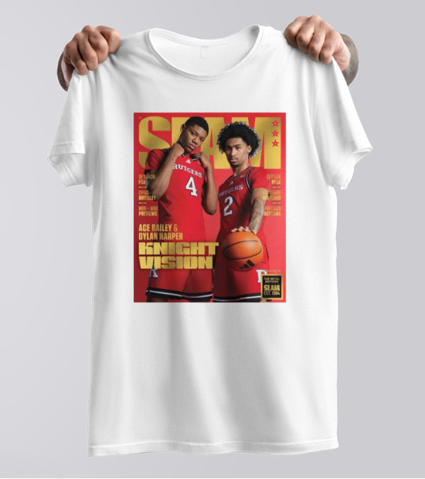 SLAM Rutgers Scarlet Knights Knight Vision Ace Bailey Dylan Harper Basketball Cover T-Shirt
