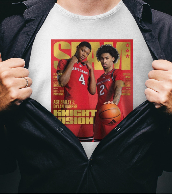 SLAM Rutgers Scarlet Knights Knight Vision Ace Bailey Dylan Harper Basketball Cover T-Shirt