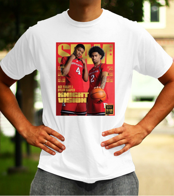 SLAM Rutgers Scarlet Knights Knight Vision Ace Bailey Dylan Harper Basketball Cover T-Shirt
